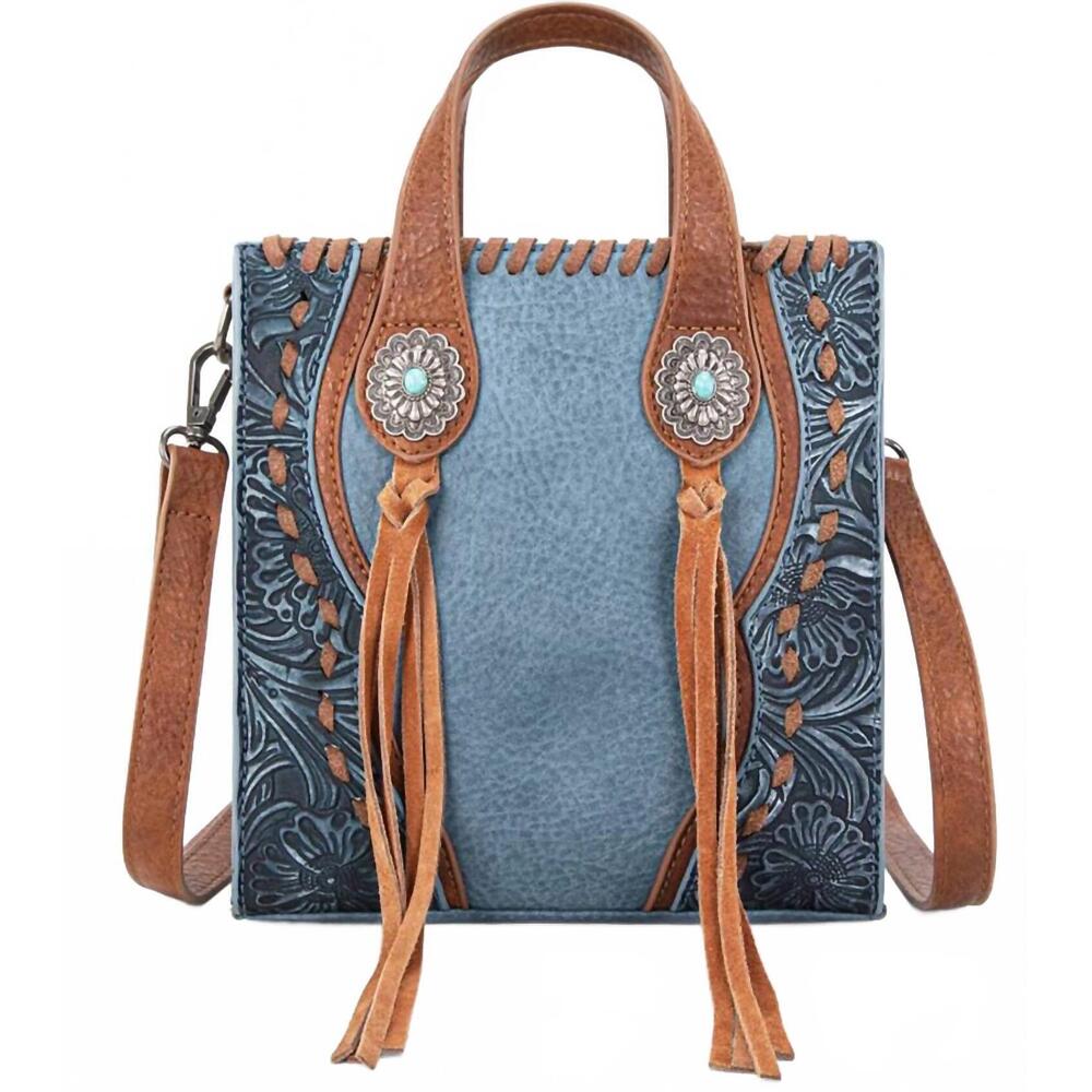 NEW TRINITY RANCH women's mini tote crossbody purse in jean